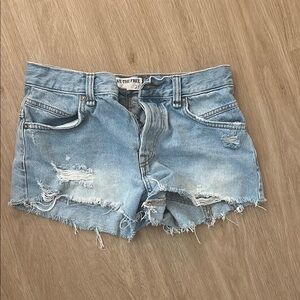 Free People Blue Jean Shorts Distressed Style